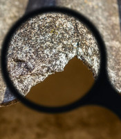 Magnifying glass on asbestos