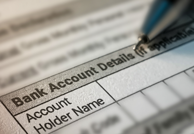 Bank account details form