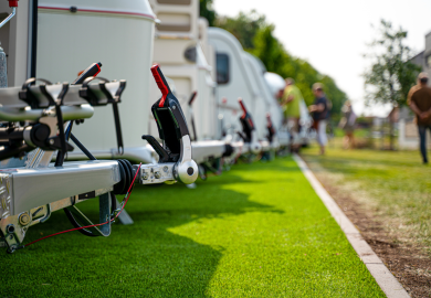 Row of mobile caravans