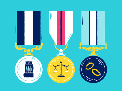 Three military style medals