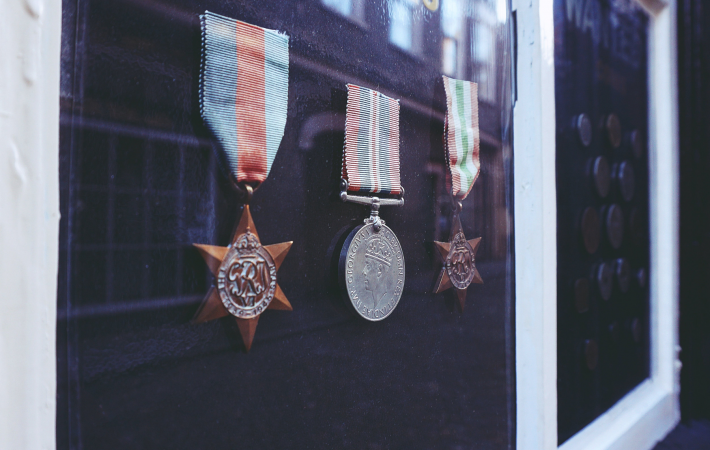 War medals in case