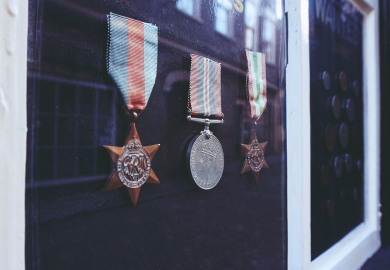 War medals in case